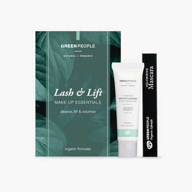 Green People Lash & Lift Mascara Gift Set - Natural Black Mascara & Remover - Long Lasting Colour - Sensitive Eyes - Pregnancy Safe, Gluten Free