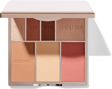 Bare Basics Face & Eye Palette from Sculpted by Aimee (Peony) - Travel-Friendly, Nude Look Eyeshadow, Highlight, Bronzer, Blush & Setting Powder