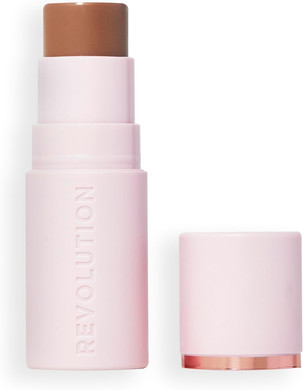 Revolution, Skin Silk Bronzer Stick, Buildable Colour for Cheek, Eye, & Lip, Cream-to-Powder Formula, Vegan & Cruelty-Free, Deep Mocha, 4.5g