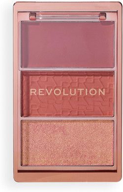 Revolution, Blush Icon Palette, Cream & Pressed Powder Blusher, Highly Pigmented, Face Palette, Vegan & Cruelty-Free, 3 Shades, Hot Pink Flag