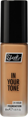 Sleek MakeUP In Your Tone 24 Hour Foundation, Medium Buildable Coverage in 30 Shades, Semi-Matte Flawless Finish, 5W, 30ml