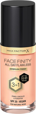 Max Factor Facefinity All Day Flawless 3 in 1 Liquid Foundation, Lightweight Oil Free Formula with SPF 20, 087 Warm Caramel, 30 ml