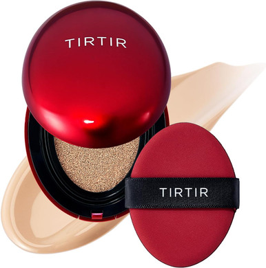 TIRTIR Mask Fit Red Cushion Foundation | Full coverage, Weightless, Skin fit, Satin Glow Finish, Korean Makeup, beauty, Tattoo cover up, Buildable (#23N Sand, 0.63 Fl Oz)