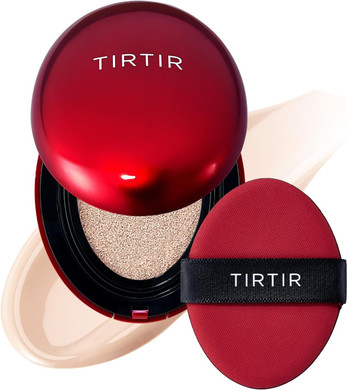 TIRTIR Mask Fit Red Cushion Foundation | Full coverage, Weightless, Skin fit, Satin Glow Finish, Korean Makeup, beauty, Tattoo cover up, Buildable (#15C Fair Porcelain, 0.63 Fl Oz)
