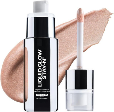 Sacheu Liquid Glow STAY-N Liquid Highlighter & Illuminator Makeup  30ml Long Lasting Luminous Glow Lightweight Dewy Finish, Golden Hour