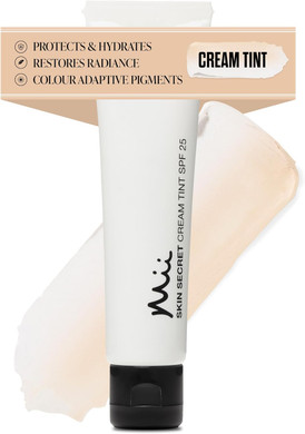 Mii Cosmetics Skin Secret, Cream Tinted Moisturiser, SPF25, Ultra Lightweight Fluid Tint, with Micro Encapsulated Pigments for Natural Radiance, Seamlessly 01