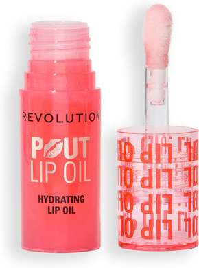 Revolution, Pout Lip Oil, Nourishing Tinted Lip Oil, High Shine, Non-Sticky Finish, Vegan & Cruelty-Free, Juicy Peach, 4ml