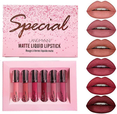 6 Colors Matte Lipstick Set Velvety Liquid Lipstick Kit Waterproof Long Lasting Durable Nude Lipgloss Set Red Sexy Non-stick Cup Lips Makeup Set