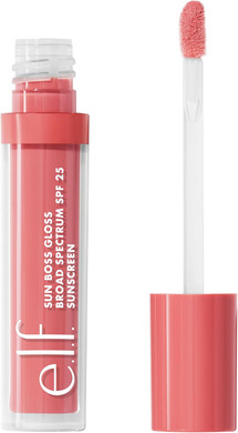 e.l.f. Sun Boss Gloss SPF 25, Pigmented Lip Gloss For A High-Shine Finish, Moisturising and Conditioning Formula, Vegan and Cruelty-Free, Blush Much