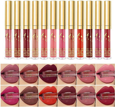Sexy 12 Colours Lip Gloss Set Velvety Liquid Lipstick Long Lasting Waterproof Moisturizing Cosmetic Lipsticks Professional Matte Nude Liquid Lipstick Gift Kit