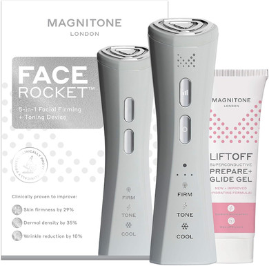 MAGNITONE FaceRocket 5-in-1 Facial Firming + Toning Device - Radiofrequency, Microcurrent, LED Light Therapy, Cryotherapy, Sonic Massage, Face Massager, Anti Ageing, Skin Rejuvenation, Wrinkle Remover
