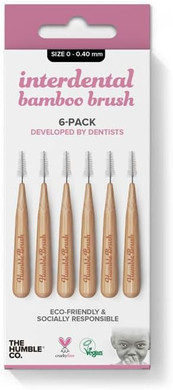 THE HUMBLE CO. - Bamboo Interdental Brush - Size 2-0.5 mm - Developed by Dentists - Designed in Sweden - Sustainable & Reusable - Vegan & Cruelty-Free - Eco-Friendly Packaging - 6p