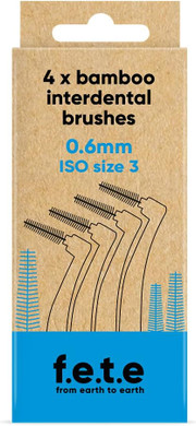 f.e.t.e | Blue ISO Size 3-0.60mm Bamboo Interdental Brushes | Biodegradable & Compostable Handle | Recyclable Soft Bristles | Sustainable | Vegan