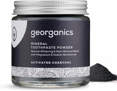 Georganics Mineral Toothpaste Powder - Activated Charcoal Stain Removing & Teeth Whitening Powder - 100% Natural - SLS, Glycerine & Fluoride Free - Certified Natural, Vegan and Cruelty-Free - 120ml