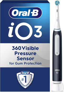 Oral-B iO3 Electric Toothbrushes Adults, Oral B Electric Toothbrush, Gifts for him or her, 1 Toothbrush Head, 3 Modes With Teeth Whitening, Electric Toothbrush Oral B, 2 Pin UK Plug, Black