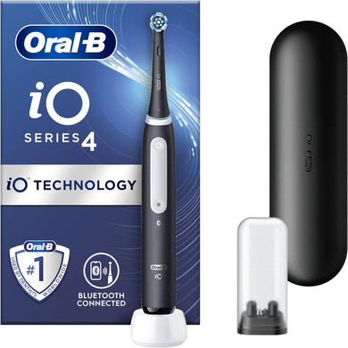 Oral-B iO4 Electric Toothbrushes Adults, Gifts For Women / Men, 1 Toothbrush Head & Travel Case, 4 Modes With Teeth Whitening, UK 2 Pin Plug, White, Electric Toothbrushes & Accessories