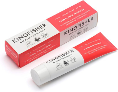 Kingfisher Natural Toothpaste Fennel with Fluoride | Suitable for Vegetarians & Vegans | Oral Health Foundation Approved | Gluten-Free & GM-Free | Ethical Consumer Best Buy | 3 x 100ml Tubes