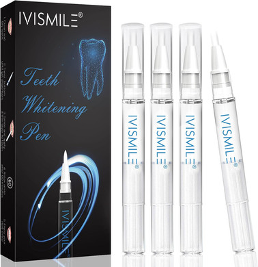 Teeth Whitening Pen, IVISMILE Teeth Whitening Gel Refill(4 Pcs for 40 Uses)12% PAP,Mint Flavoured Teeth Whitener,Safe for Enamel,Non-Sensitive,Effective Teeth Whitening in 60sec for Bright White Teeth
