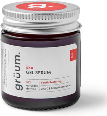 grüum Youth Restoring Skin Gel Serum 30ml - Face Glow Anti aging Vitamin C Serum for Women with Hyaluronic Acid, Sea buckthorn oil & Retinol
