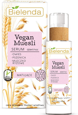 Bielenda Vegan Muesli - Effect Matte And Well Moisturized Skin, Visibility Of Skin Imperfections Reduced - Vegan Muesli Matting Serum Oat + Wheat + Rice Milk - 30 ml