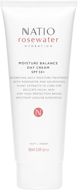 Natio Australia Rosewater Hydration Moisture Balance Day Cream SPF 50, 90 ml - Face Sunscreen Moisturiser with Rose, Aloe - Sunscreen for Face