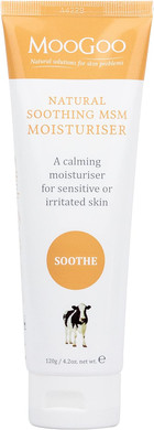MooGoo Soothing MSM Moisturiser - Calming Face & Body Moisturiser for Sensitive, Red or Sunburnt, Irritated Skin Including Eczema, Psoriasis & Rosacea 200g / 7oz