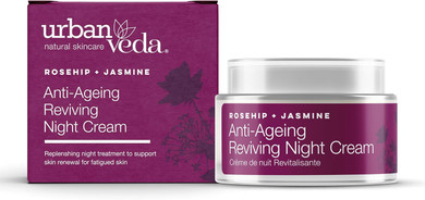 Urban Veda Reviving Night Cream | Vitamin A Retinol from Rosehip Oil & Pomegranate Extract| For Mature, Tired & Wrinkled Skin|Anti Aging | Collagen Face Cream for Women and Men | Vitamin C Glow| 50 ML