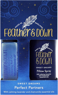 Feather and Down Night Garden Retreat Mothers Day Gift Set - Lavender and Chamomile Bubble Bath and Pillow Spray Bath Set with Eye Mask and Luxury Travel Pouch - Relaxing Gifts for Women