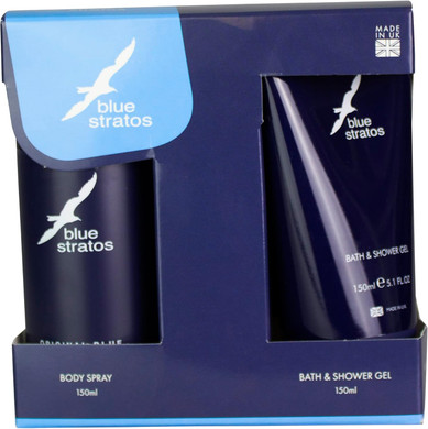 Blue Stratos Gift Set Containing 150ml Bath and Shower Gel and 150ml Deodorant Body Spray