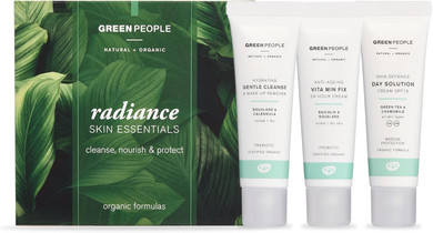 Green People Radiance Skin Essentials Set - Natural & Organic 3-Step Routine - Skincare Gift - Vegan, 3 x 30ml