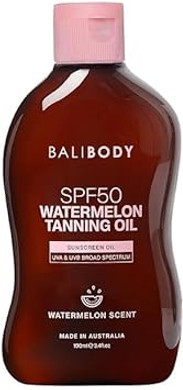 Bali Body Watermelon Sunscreen Oil SPF50 | Hydrating glow oil with high SPF sunscreen | Fast-Absorbing, non-greasy Formula | Fresh watermelon scent | 100ml/3.4floz