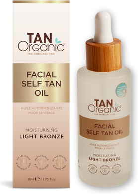 TanOrganic Certified Moisturising Self Tanning Oil Fake Tan for Face Organic Natural Vegan 50ml