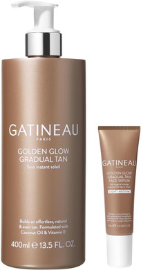 Gatineau - Golden Glow Gradual Tan Face & Body Duo, with 2 in 1 Moisturiser & Self Tanning Lotion (400ml) and Face Serum Medium/Dark (10ml)