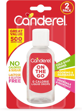 Canderel On The Go Liquid Sweetener 2 x 55 ml | Zero Sugar and Zero Calories | 500 Servings | (2 Pack)