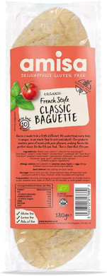 Amisa Organic Gluten-Free French Style Classic Baguette,180g - High in Fibre & Vegan-Friendly