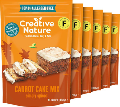 Gluten Free Cake Mix | Creative Nature Vegan Carrot Cake Baking Mix | Organic, Nut Free, Dairy Free Baking Mix | Top 14 Allergen Free | 6 Pack