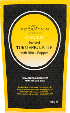 Sweet Revolution Organic Instant Turmeric Latte with Black Pepper (200g), Dairy Free and Gluten Free