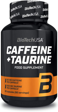 BioTechUSA Caffeine + Taurine | Each Capsule Contains 80 mg of Caffeine and 600 mg of Taurine | GMO-Free | Gluten-Free, 60 Capsules