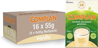 Complan Velvety Vanilla Nutritional Drink Sachets, 4 x 55 g (Pack of 4)