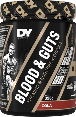 DY Nutrition - Blood and Guts Pre Workout Powder, 398g (Cola) - High Strength Preworkout with 350mg Caffeine, Citrulline Malate, Beta Alanine, Arginine AKG, L-Tyrosine, Vitamin B3 for Men & Women