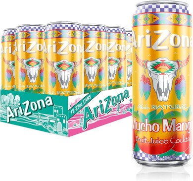 AriZona Mucho Mango, Fruit Juice Cocktail - Big Can, 22 Fl Oz (Pack of 12)