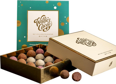 Willie's Cacao - Chocolate Truffle Gift Box - Selection of Milk & dark praline truffles with sea salt - 110g - Luxury chocolate gift