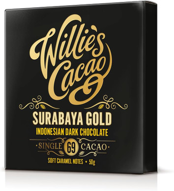 Willie's Cacao - 69% Surabaya dark chocolate bar - 50g x 12 - Caramel notes - Single estate Indonesian cacao - Vegan chocolate - Artisan chocolate - Bean to bar