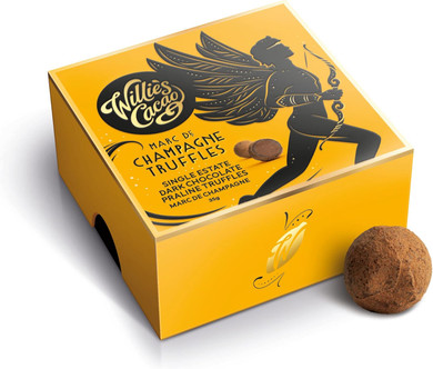 Willie's Cacao - Marc de Champagne Truffles - Small Box of Chocolates - 35g x 8 - Artisan Chocolate - 100% Natural