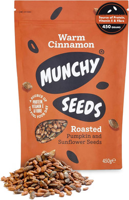 MUNCHY SEEDS Warm Cinnamon, Sunflower, Pumpkin, Protein Snack, Plant-Based Fibre & Vitamin E, Sweet & Delicious To Eat, Vegan Snacks For Kids, Add to Cereal, Porridge or Yoghurt - 125g Sharing Pack