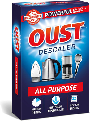 Oust Powerful All Purpose Descaler, Limescale Remover  Ideal for Kettles, Coffee Machines, Irons and Shower Heads, 3 Sachets