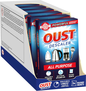 Oust Powerful All Purpose Descaler, Limescale Remover  Ideal for Kettles, Coffee Machines, Irons and Shower Heads, 3 Sachets x 6 (18 Sachets Total)