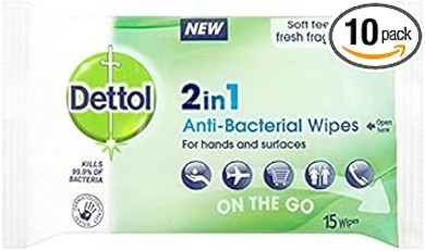 Dettol 2 in 1 Antibacterial Wipes - 15 x 10