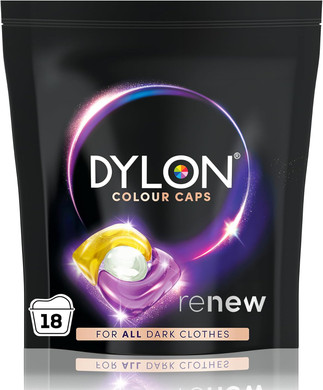 Dylon Black & Dark Caps (18 Wash Loads), Dylon Black Caps for all Dark Clothes, Dark Colour Washing Pods to Protect Dark Colours, renewing in every wash with optimal results in 10 washes