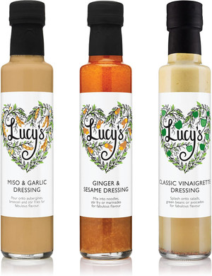 Lucys Dressings  Mixed Vegan Dressings Bundle - Vegan Miso & Garlic, Ginger & Sesame and Classic Vinaigrette  3 x 250ml